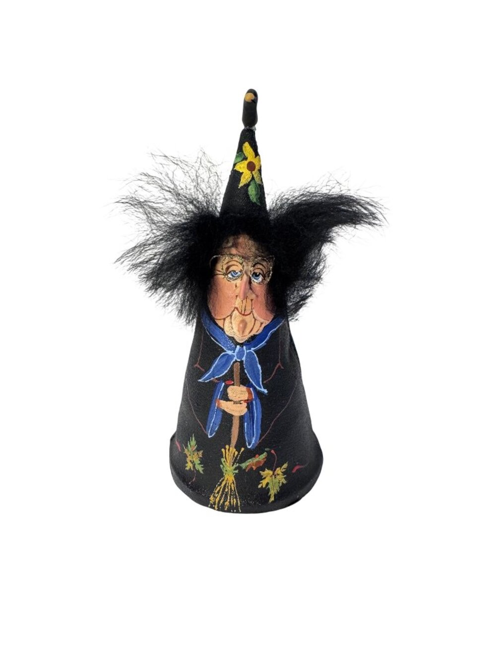 DeVonne Schuett 1996 Halloween Witch Handpainted Canvas Broom 7" tall